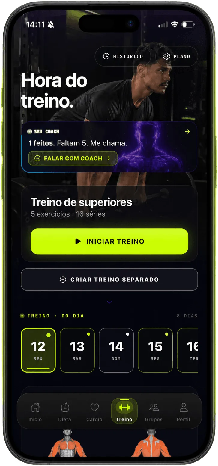 Plano completo de treino, dieta e cardio